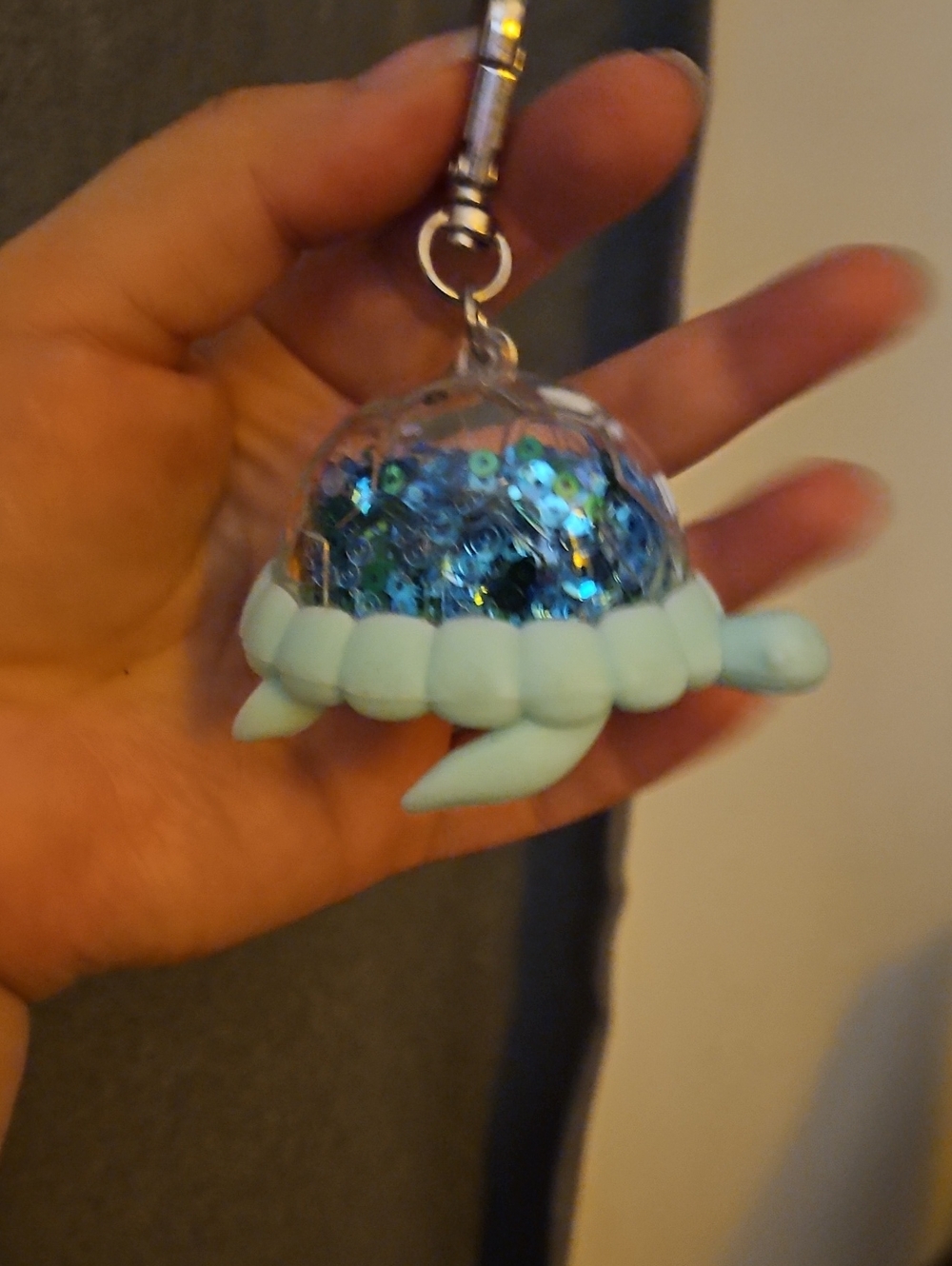 Blue Turtle Glitter Keychain